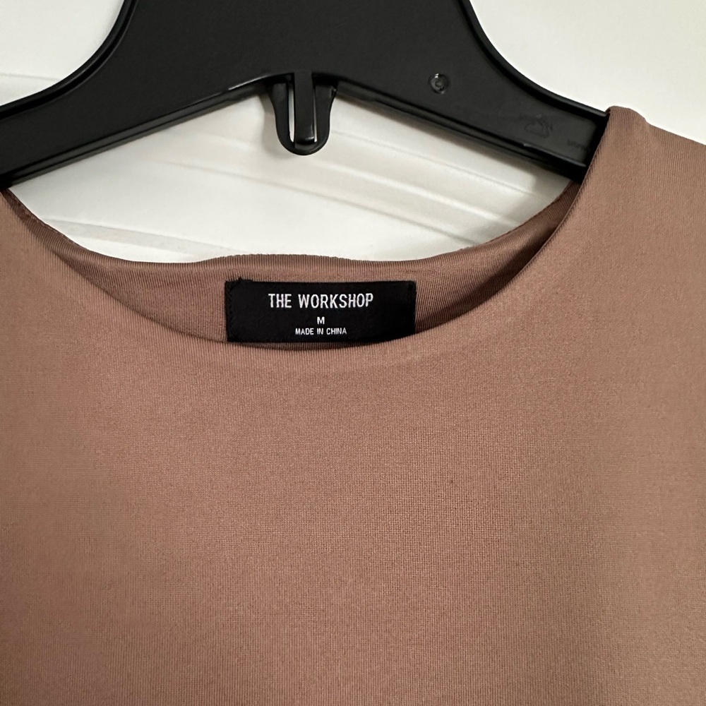 Workshop Republic Clothing Short-Sleeve Crew Neck Bodysuit in Mocha Brown - Picture 2 of 5